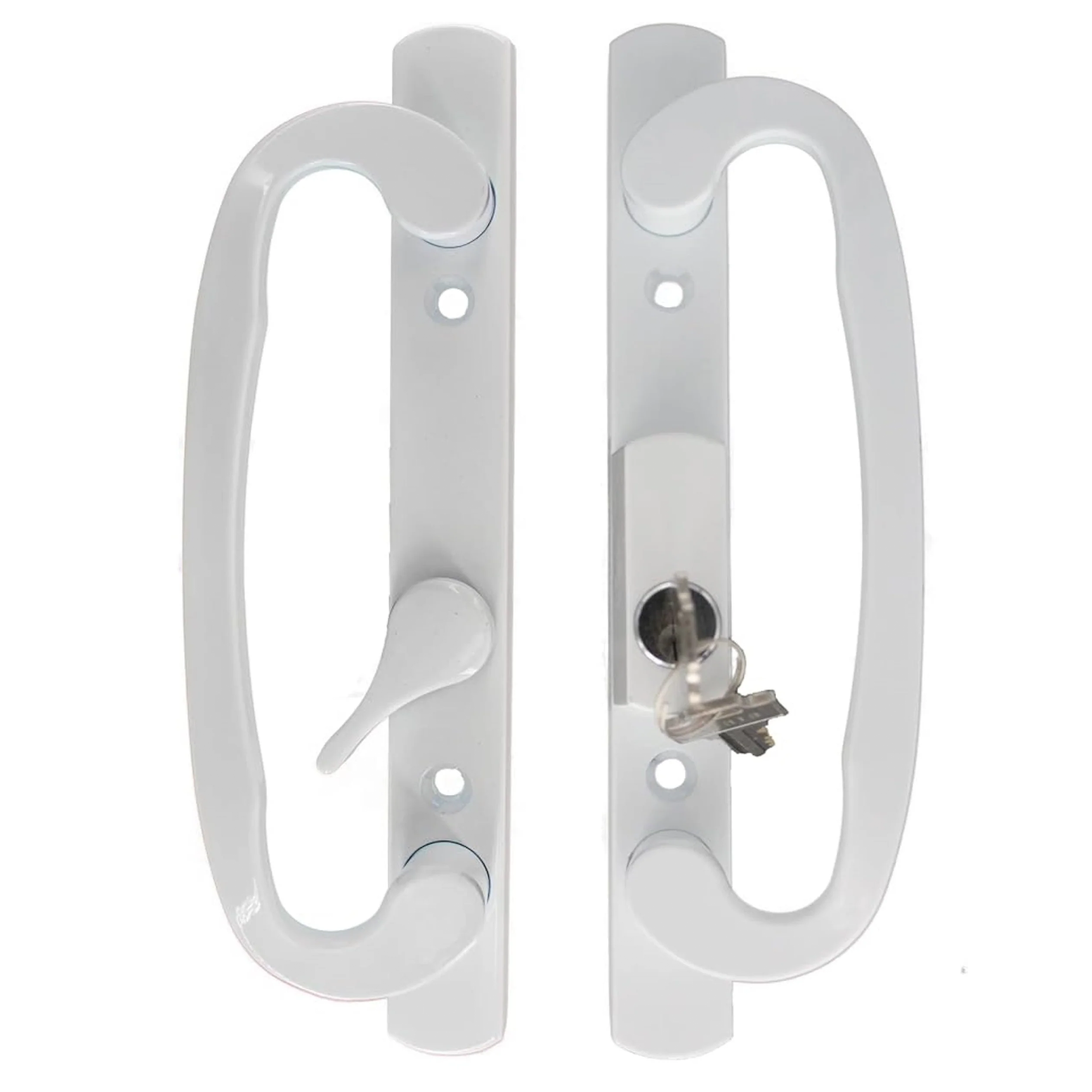 Sliding Door Handle Set, Sash Controls 2265, Keyed Lock, Mortise Type, Fits 3-15/16" Screw Holes, Offset Latch (DH-211-OFFSET-WITHKEY) - Garage and Sliding Door Hardware